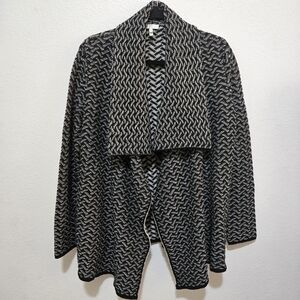 JOIE Black and Gray Open Front Cardigan Sweater Wool Blend Size Small